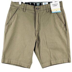 NWT IRON CO. Men's Stretch Waist Flat Front‎ Shorts Size 31 Color Buck